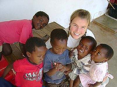 Callie with the children